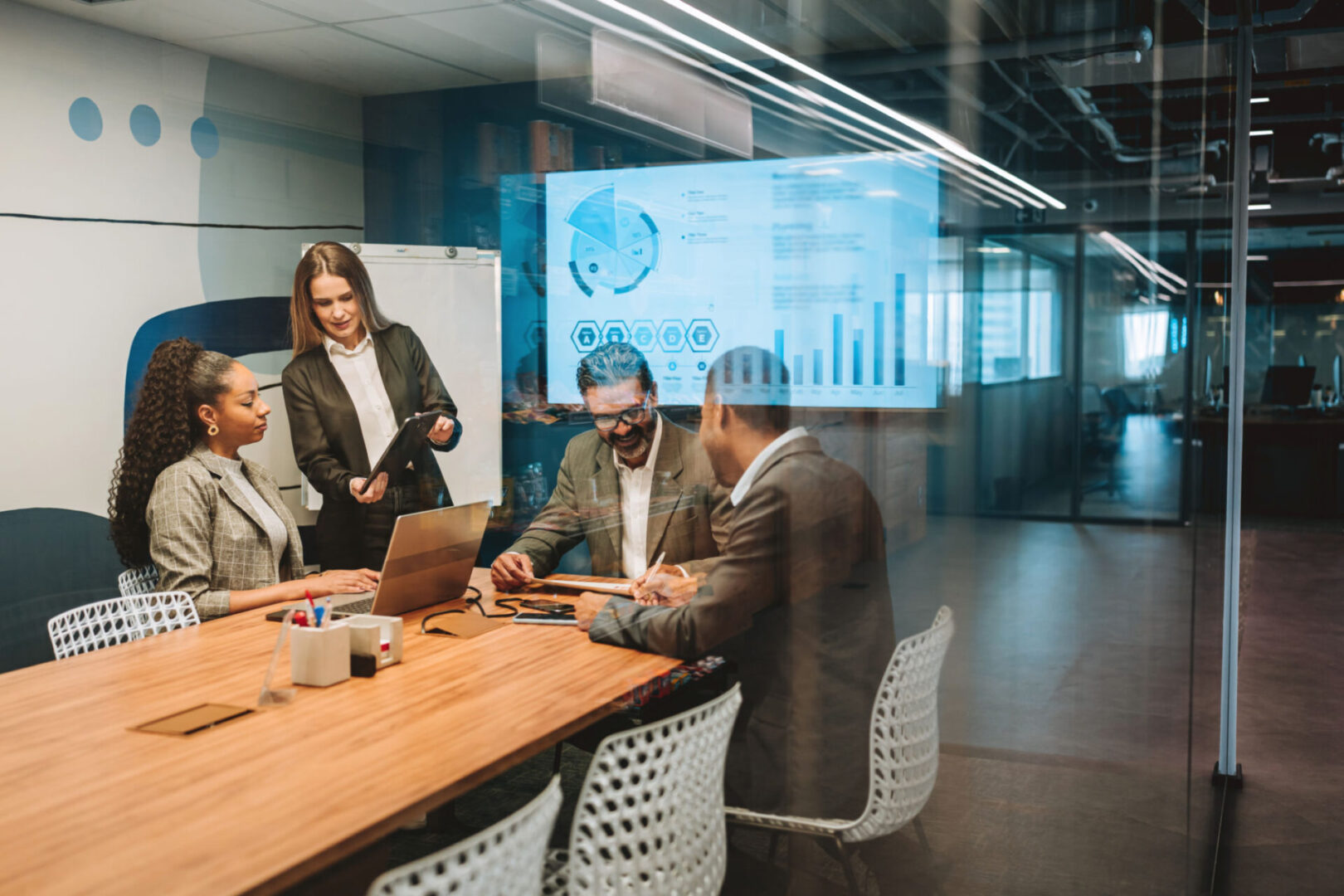 Business meeting in modern conference room