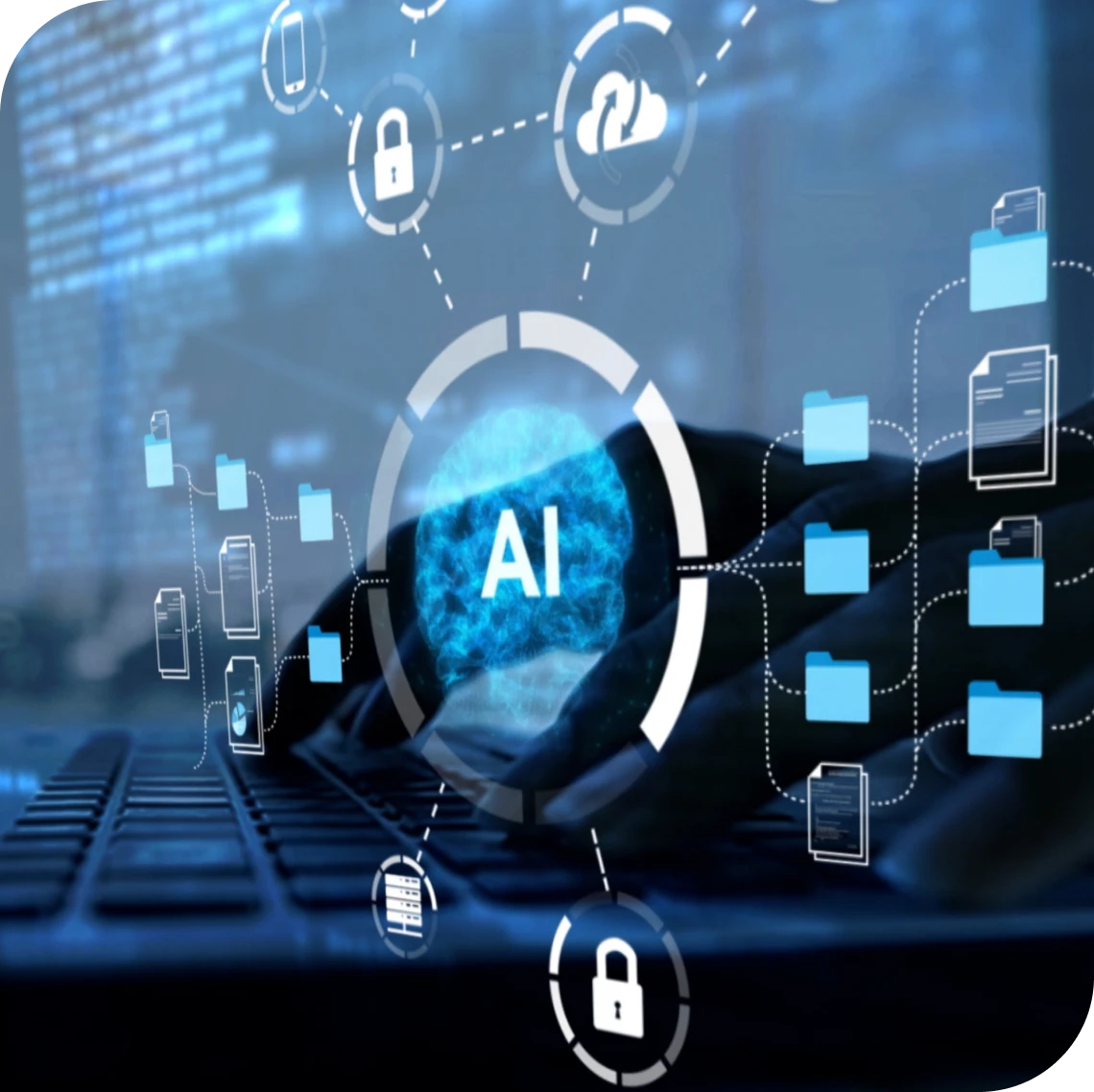 Futuristic AI interface display