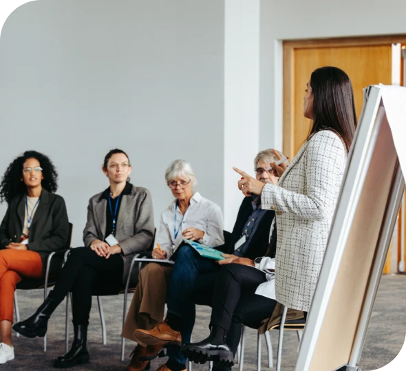 Business meeting with a presenter