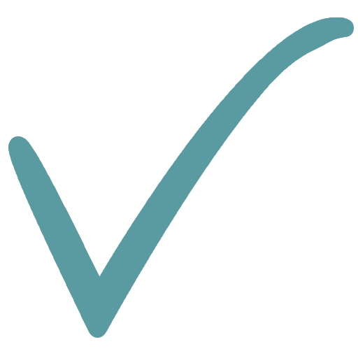 A teal checkmark icon on a white background.